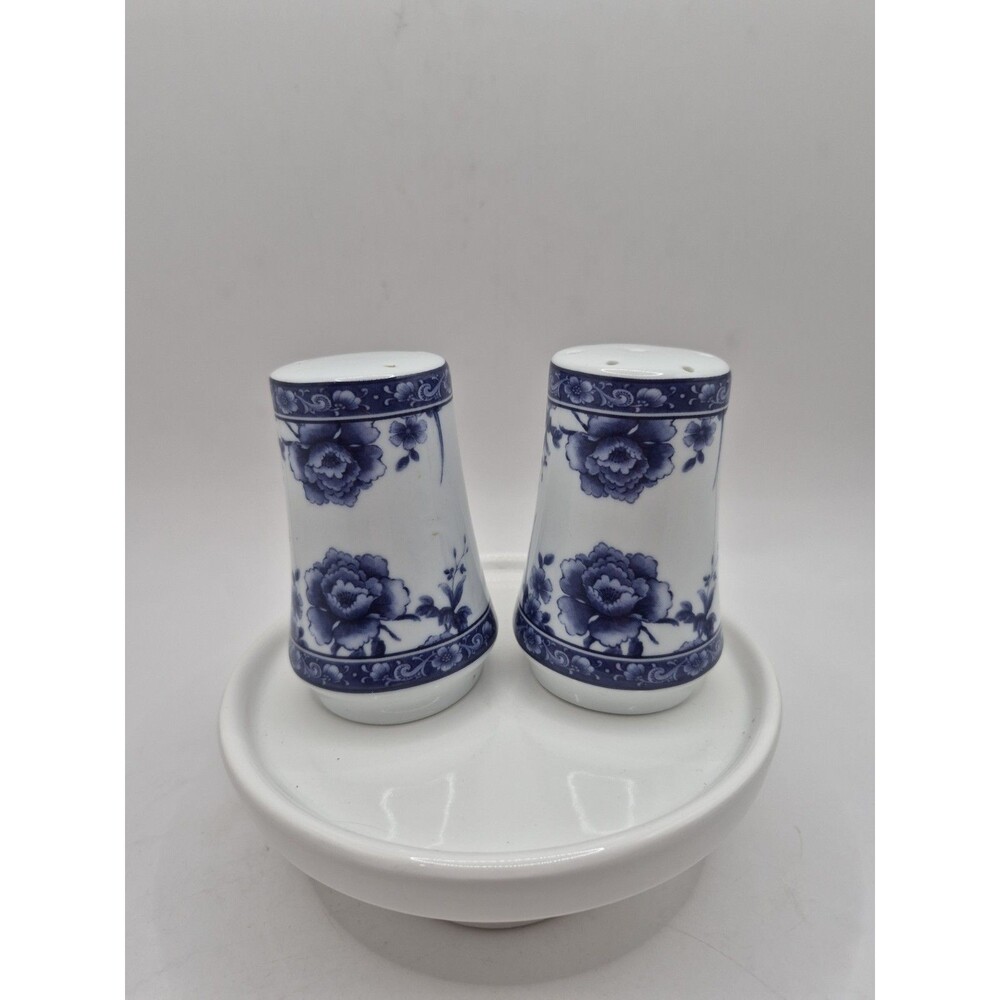 Vintage Formalities By Baum Bros. Blue Rose Collection Salt & Pepper Shakers
